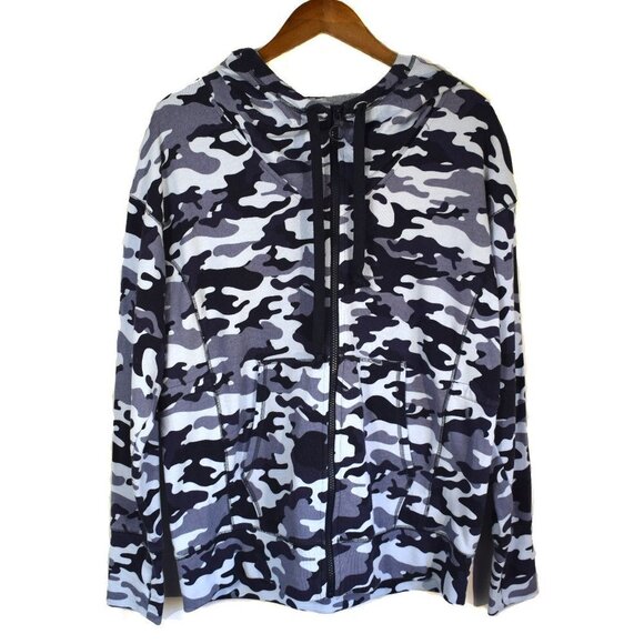 Fabletics Leah Navy Camo Oversized Hooded Sweatshirt - Picture 2 of 11